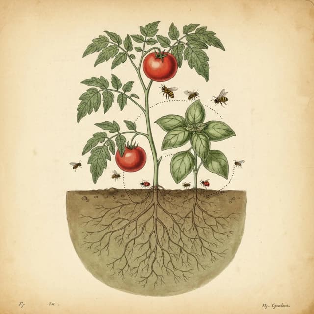 Illustrated companion planting diagram